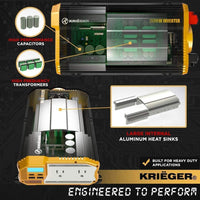 Krieger 1500 Watts Power Inverter 12V to 110v image of engineered to perform