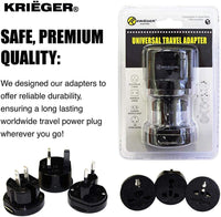 KRIGER Small Size Worldwide International Travel Plug Adapter Kit  image of safe premium quality