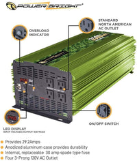 ML3500 Power Bright 3500 Watt 24V Power Inverter image of features