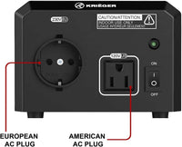 ULT150 Krieger 150 Watt Voltage Transformer, 110/120V to 220/240V image of plug
