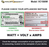 PowerBright Step Up & Down Transformer 220-240 Volt to 110-120 Volt AND from 110-120 Volt to 220-240(1500W)  image of wattage